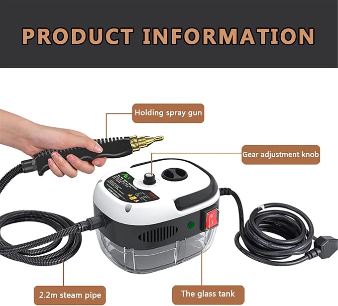 High Pressure Steam Cleaner 2500 ML Water Tank – Portable Handheld Steam